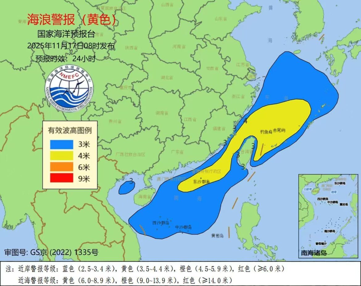 海浪黄色警报！福建近岸海域将出现3到3.8米的大浪
