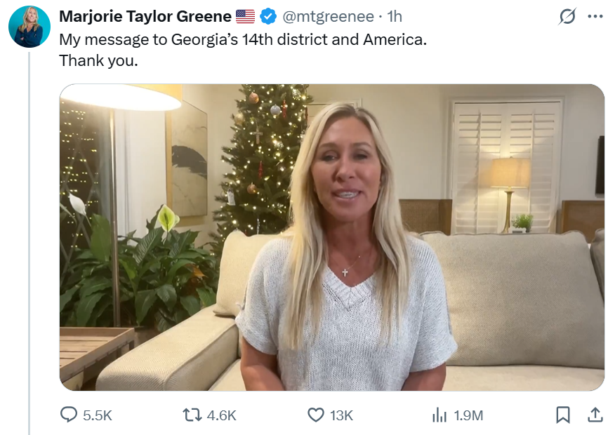 快讯！外媒：特朗普昔日亲密盟友玛乔丽·泰勒·格林宣布将辞去众议员职务